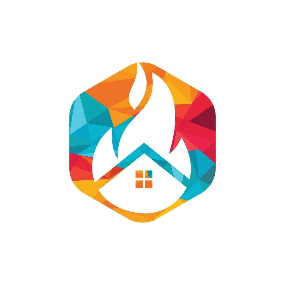 plantilla de diseño de logotipo de vector de fuego de casa. prevenir el concepto de logotipo de alarma de incendio o incendio.