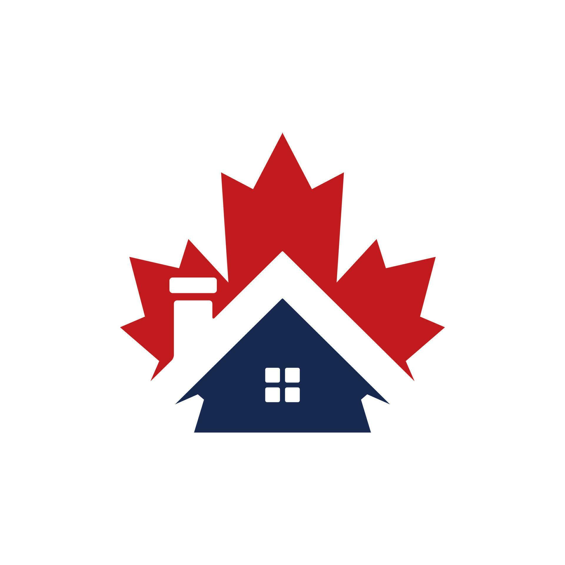 Maple leaf real estate vector logo. Maple leaf home icon. 11406161