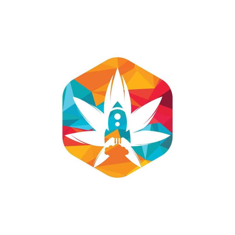 diseño de logotipo de vector de cohete de cannabis. plantilla única de diseño de logotipo de cannabis y nave espacial.