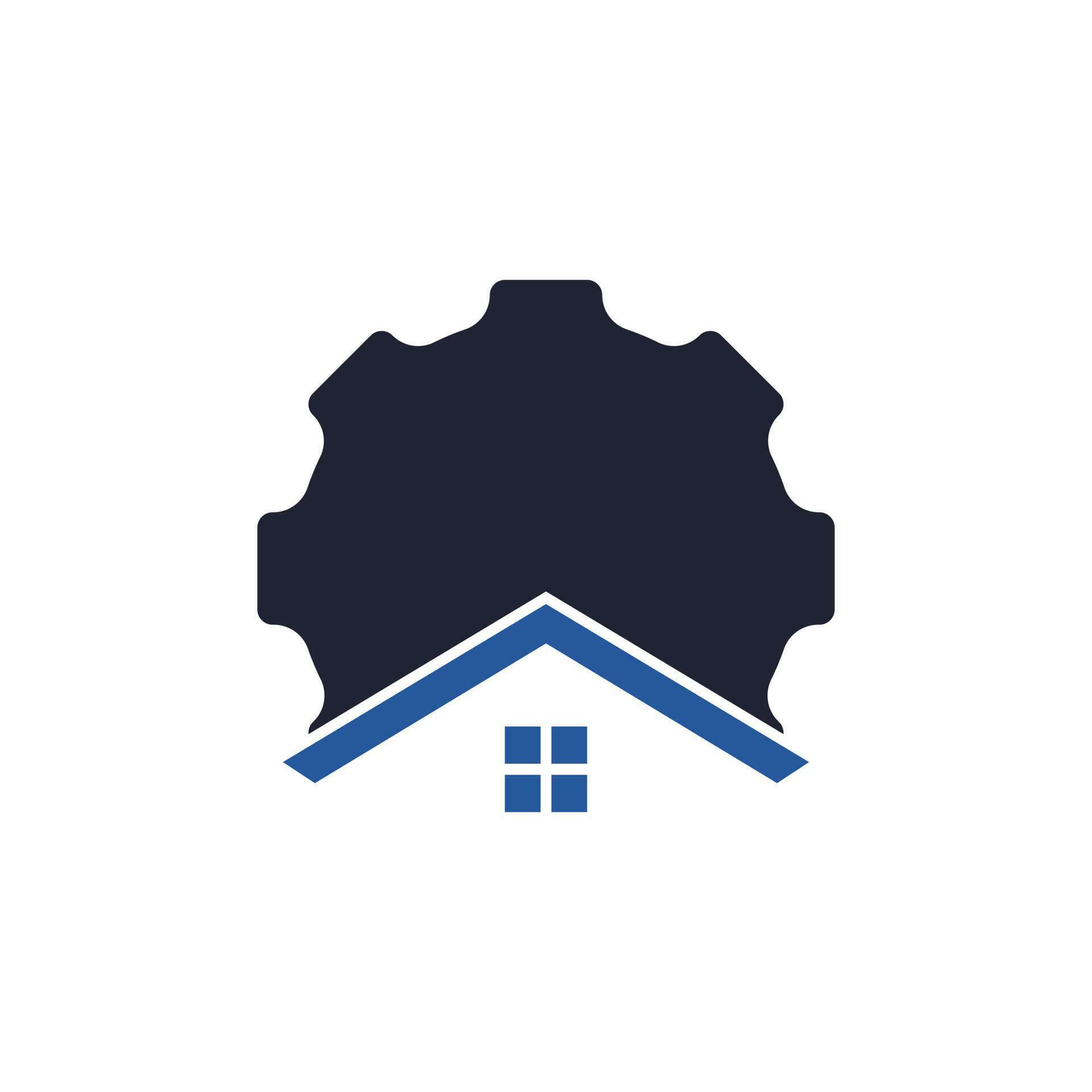 Gear house vector logo design. Gear home technology Logo design