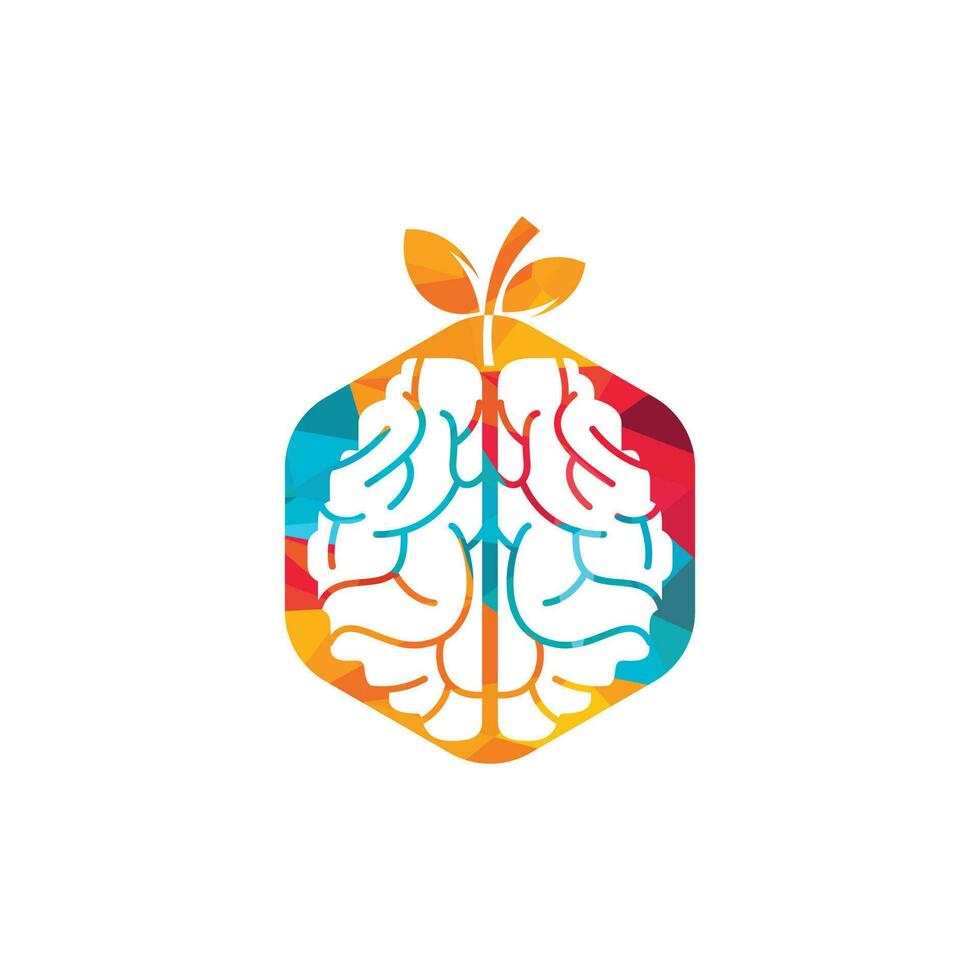 Orange brain vector logo design. Logo of a fruit style brain.