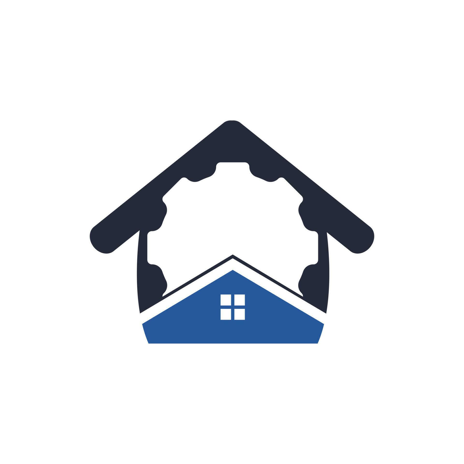 Gear house vector logo design. Gear home technology Logo design