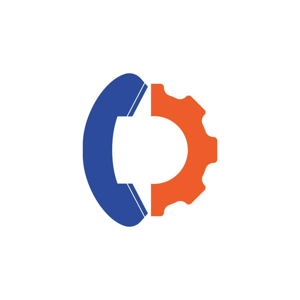Gear Phone Call Logo Template Design. vector