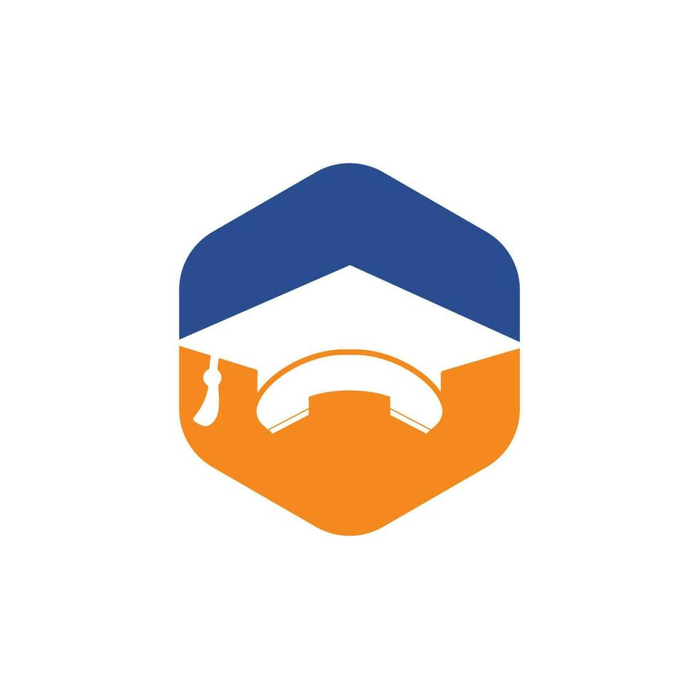 plantilla de diseño de logotipo de vector de llamada de educación. gorro de graduación y logotipo del icono del auricular.