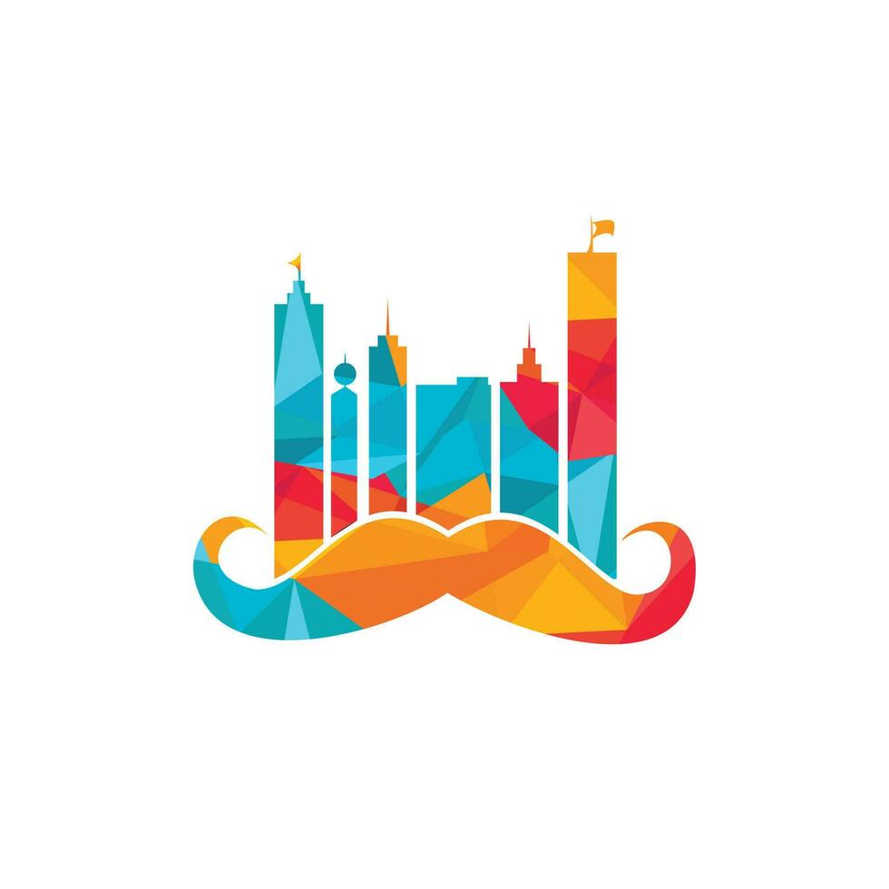 Mustache buildings vector logo design. Strong skyscraper logo design concept.