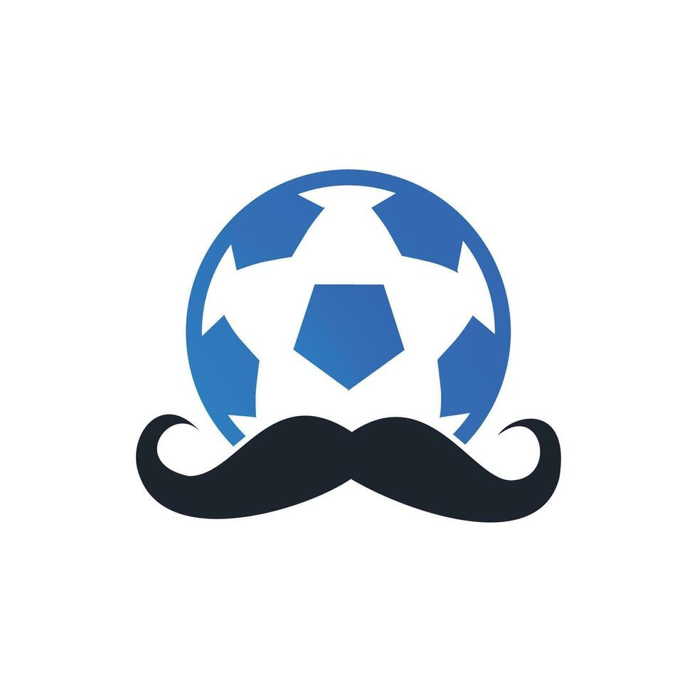 Strong soccer vector logo design. Moustache and soccer ball vector icon design.