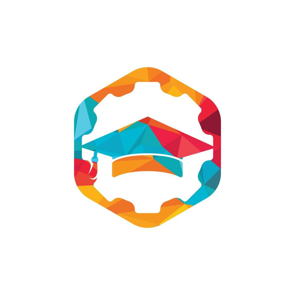 Industrial engineering education vector logo design. Student gear vector logo template.