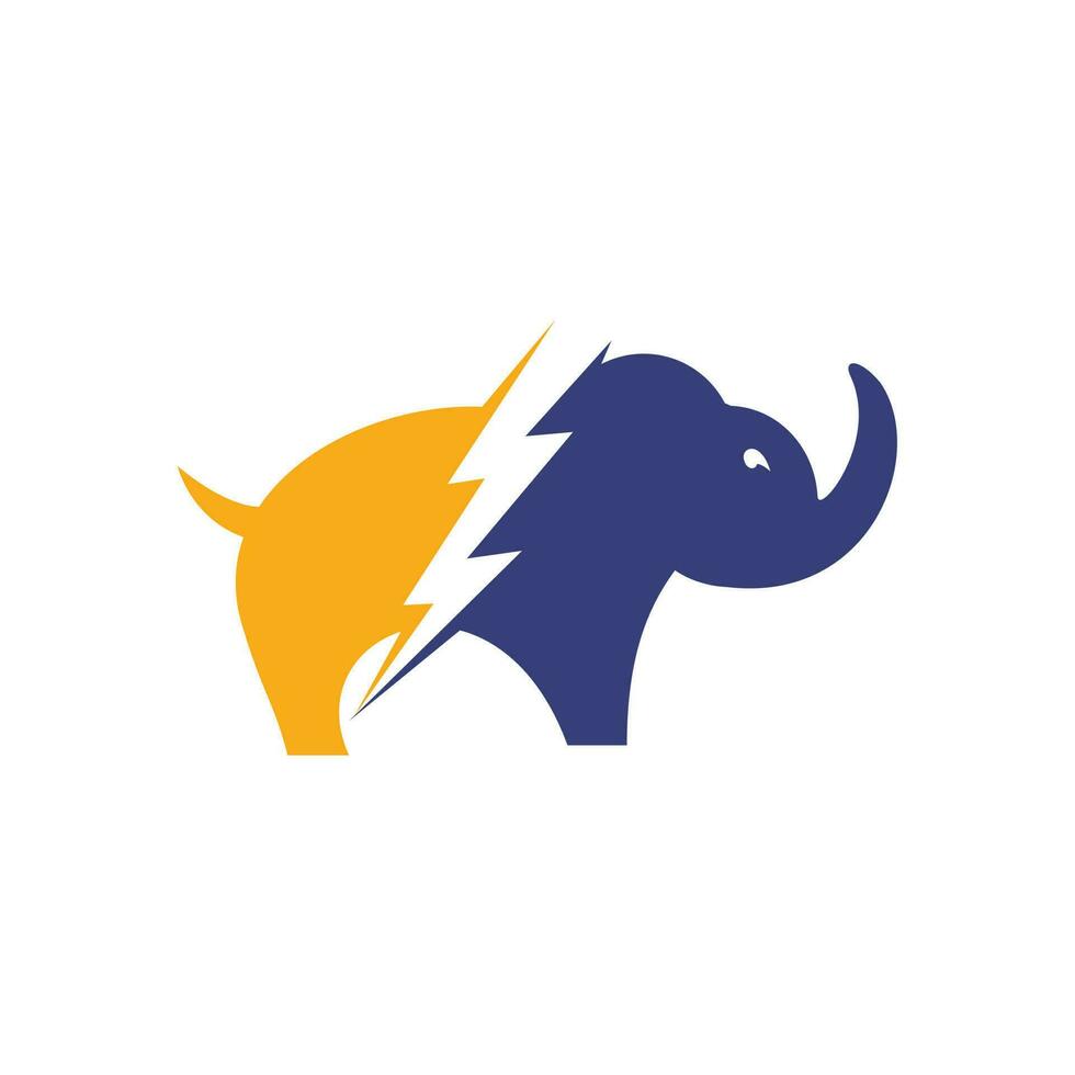 Elephant thunder vector logo design. Power elephant logo concept.