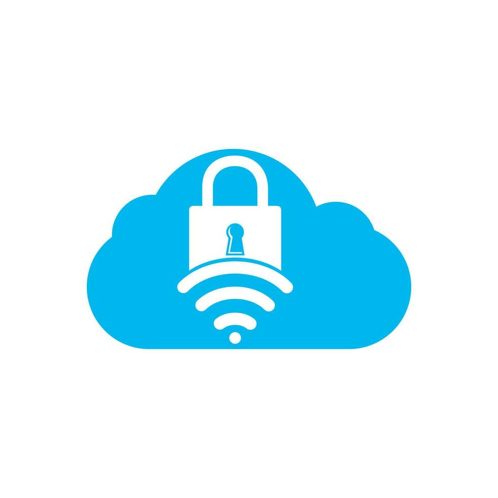 Padlock logo with signal and cloud vector design. Safe and signal symbol or icon.