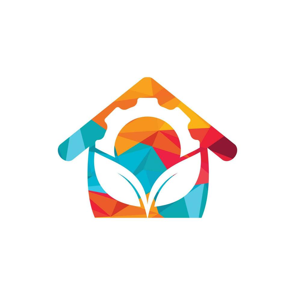 Gear leaf vector logo design. Abstract concept for ecology theme, green eco energy, technology and industry.