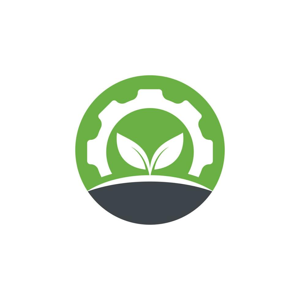 diseño de logotipo de vector de hoja de engranaje. concepto abstracto para el tema de la ecología, la energía ecológica verde, la tecnología y la industria.