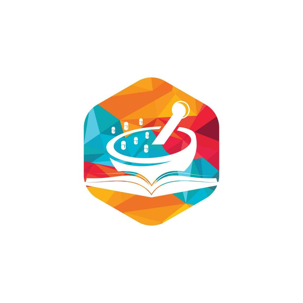 Pharmacy book vector logo design. Medical study logo design concept.