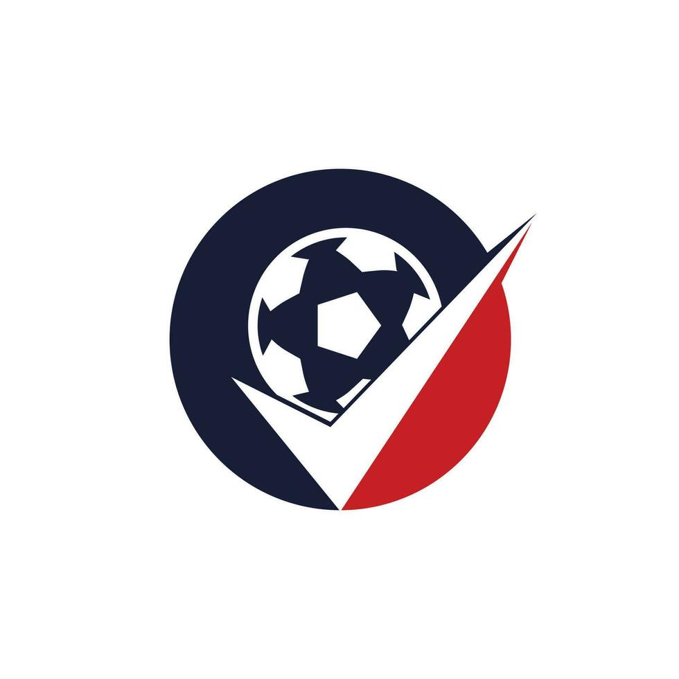 Compruebe el diseño del logotipo del vector de fútbol. balón de fútbol y logotipo de icono de garrapata.