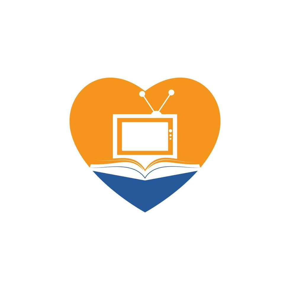 diseño de plantilla de logotipo de vector de tv de libro. plantilla única de diseño de logotipo de librería, biblioteca y medios.