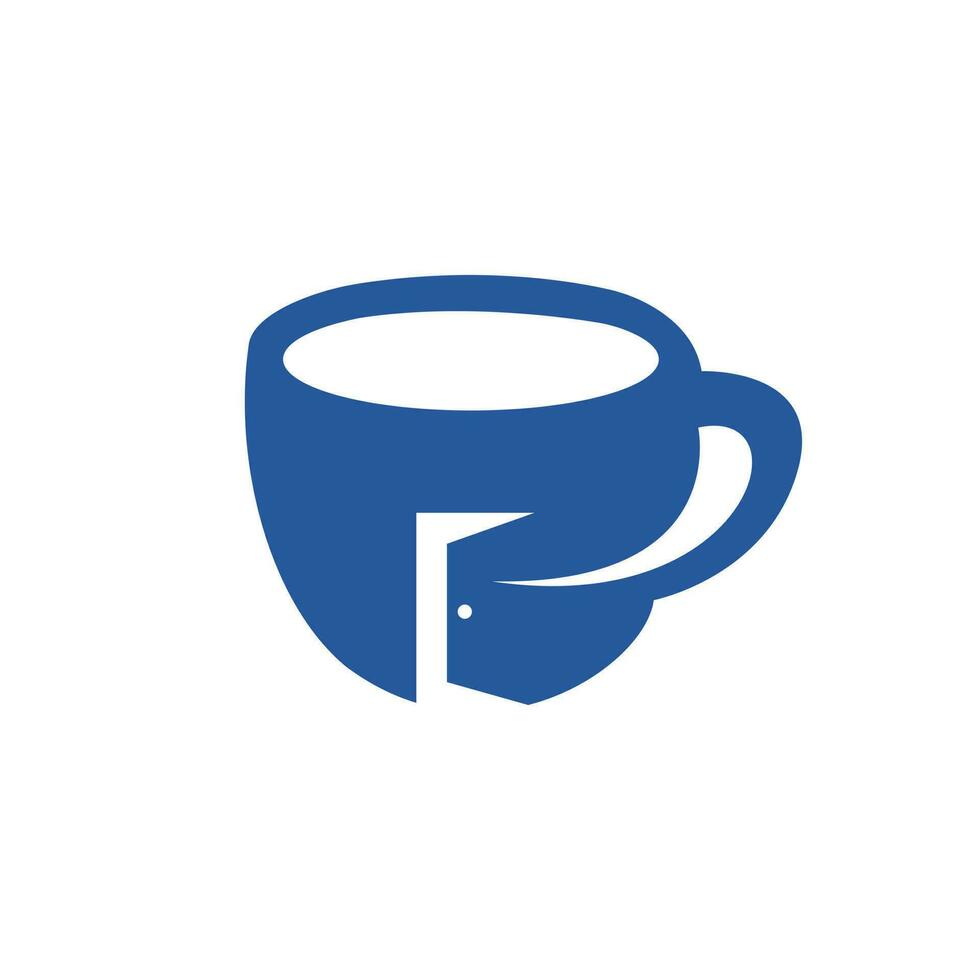 taza de café y logotipo del icono de la puerta de entrada. diseño de logotipo vectorial de cafetería. vector