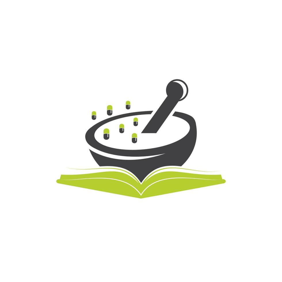Pharmacy book vector logo design. Medical study logo design concept.