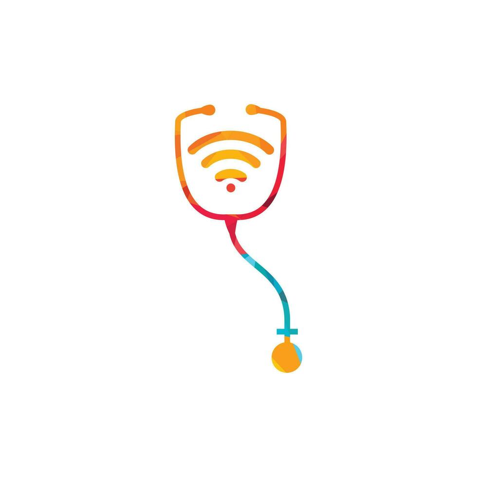 Stethoscope Wifi Medical Logo Icon Design. Stethoscope with wifi signals icon. vector