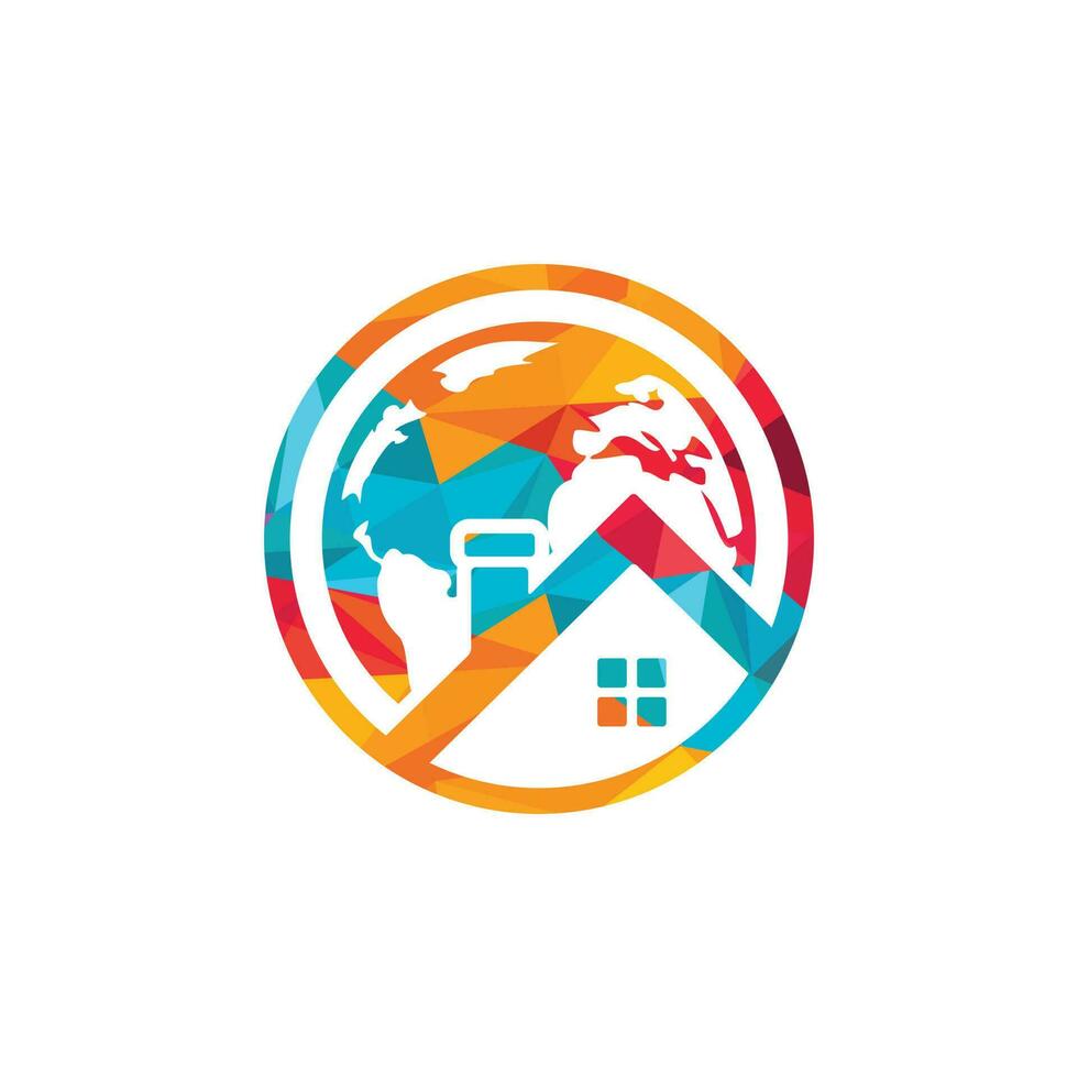 plantilla de diseño de logotipo de vector de hogar global. concepto de diseño del logotipo vectorial de la casa mundial.