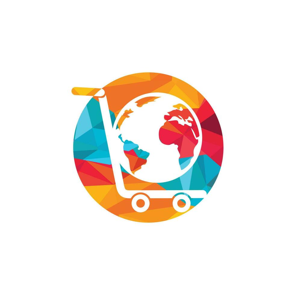 diseño del logotipo del vector del carrito de la compra del globo. concepto de diseño de logotipo de tienda en línea.