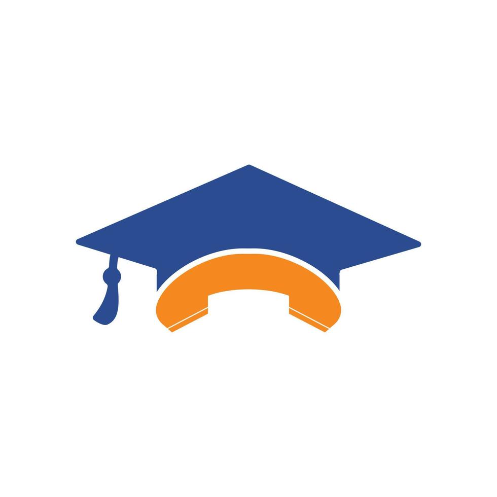 plantilla de diseño de logotipo de vector de llamada de educación. gorro de graduación y logotipo del icono del auricular.