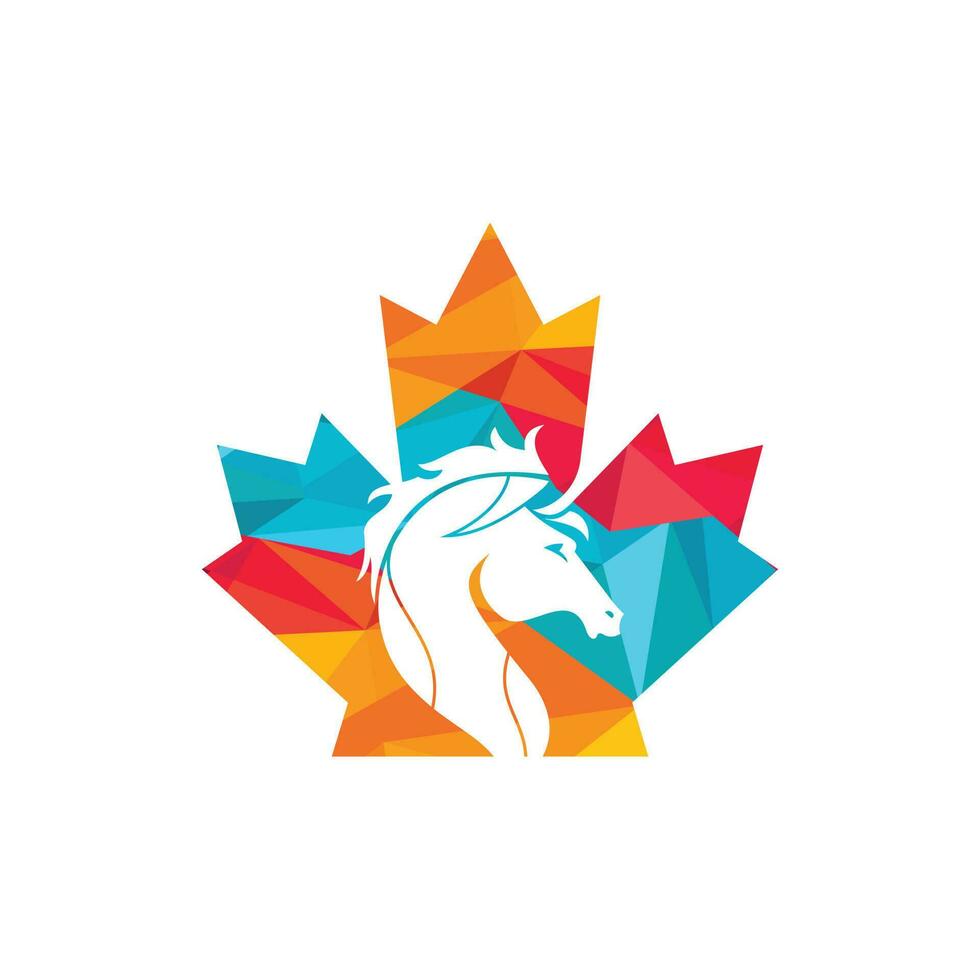 Canada horse logo vector design. Maple leaf horse vector icon design.