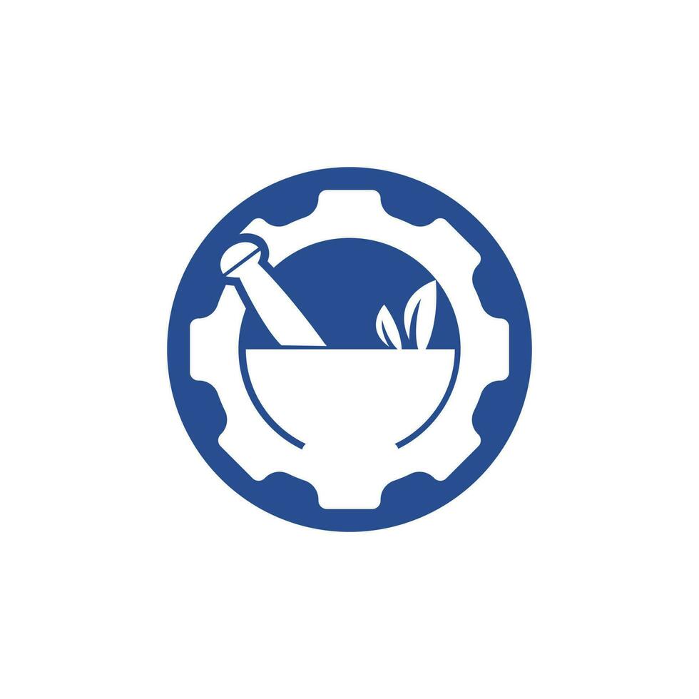 Gear pharmacy vector logo design. Mechanic health logo concept.