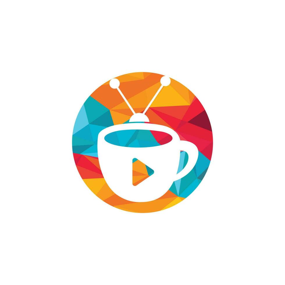 Coffee television vector logo design. Coffee mug and television icon logo concept.