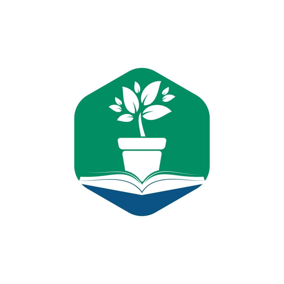 Eco book vector logo design. Book and flower pot icon logo. 11406586 ...