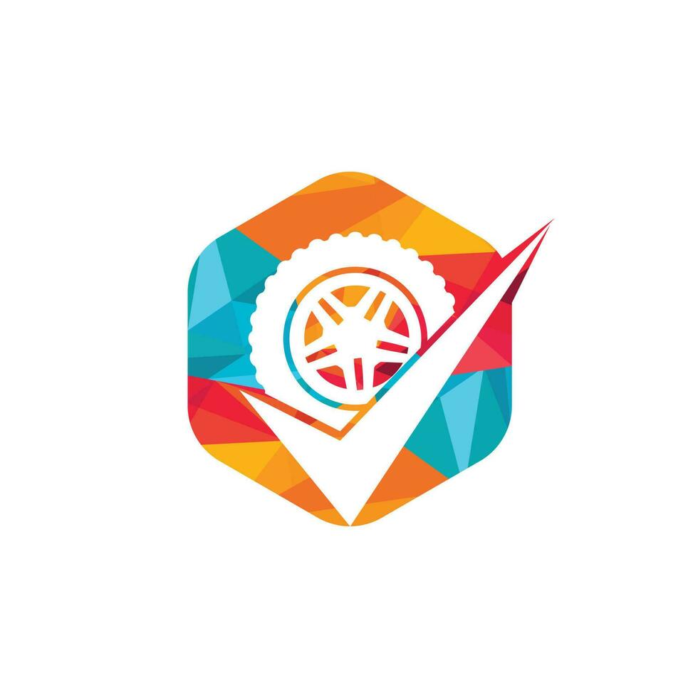 Tire check vector logo design. Tire and tick icon concept.