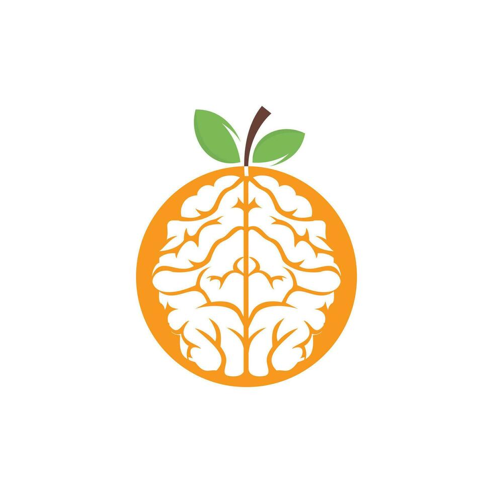 Orange brain vector logo design. Logo of a fruit style brain.