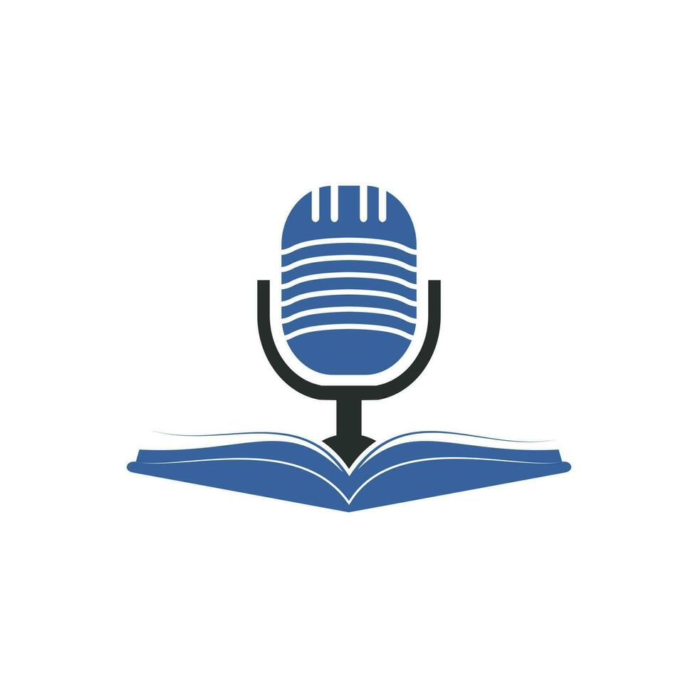 Podcast book vector logo design. Education podcast logo concept.