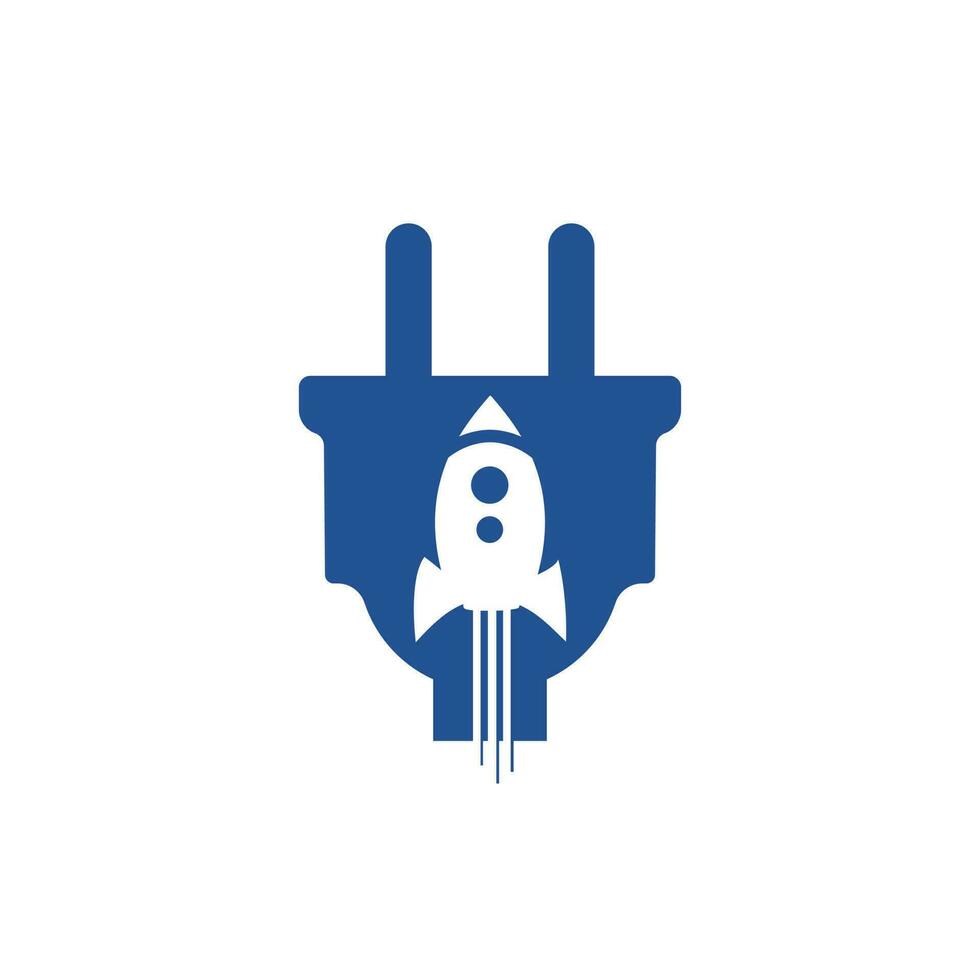 Electric plug and rocket vector logo design. Fast charging logo design vector template.
