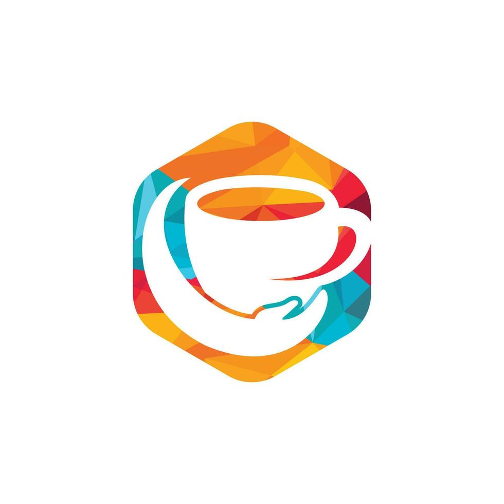 Coffee care vector logo design. Coffee cup and hand icon design.