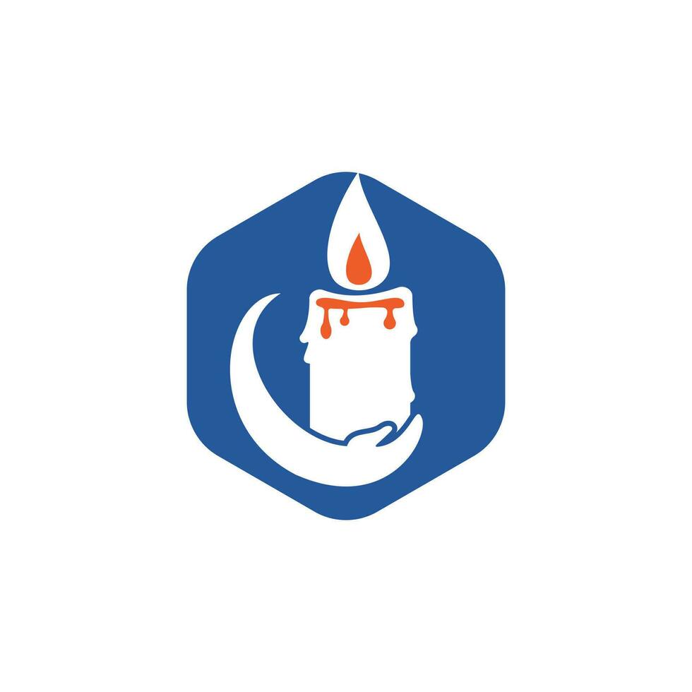 diseño del logotipo del vector de cuidado de la luz de las velas. diseño de icono de vela y mano.