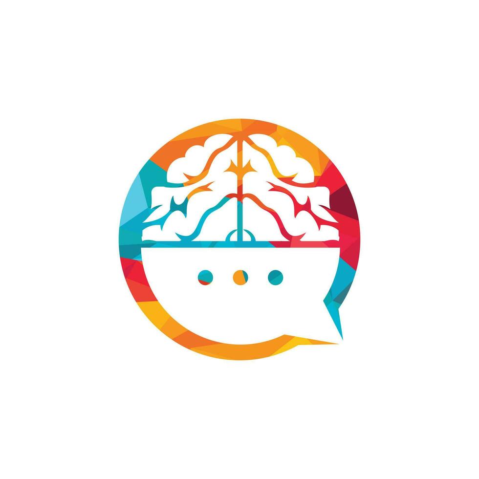 plantilla de logotipo vectorial de chat cerebral. concepto de diseño de logotipo de consulta cerebral. vector