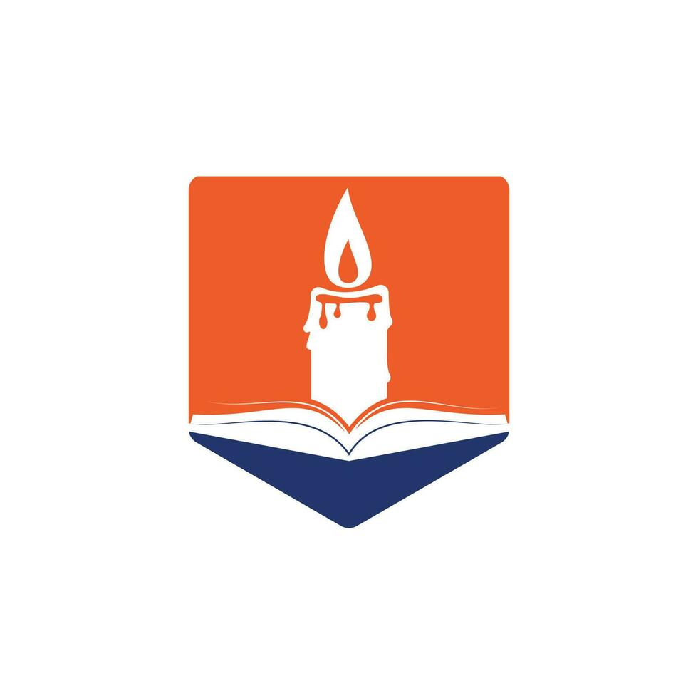Book light vector logo design. Book and Candle vector logo design template.