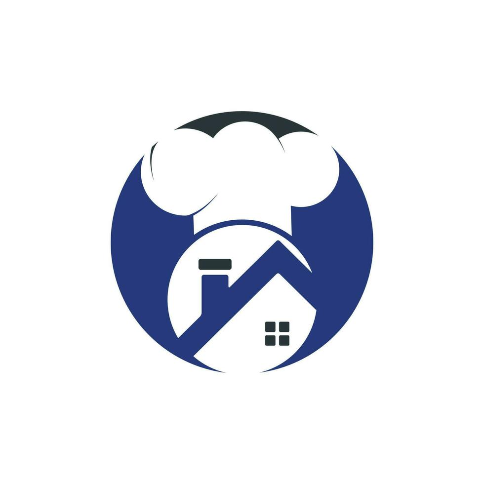 diseño del logotipo del icono del chef casero. cocinar en el diseño del logo del vector de casa.