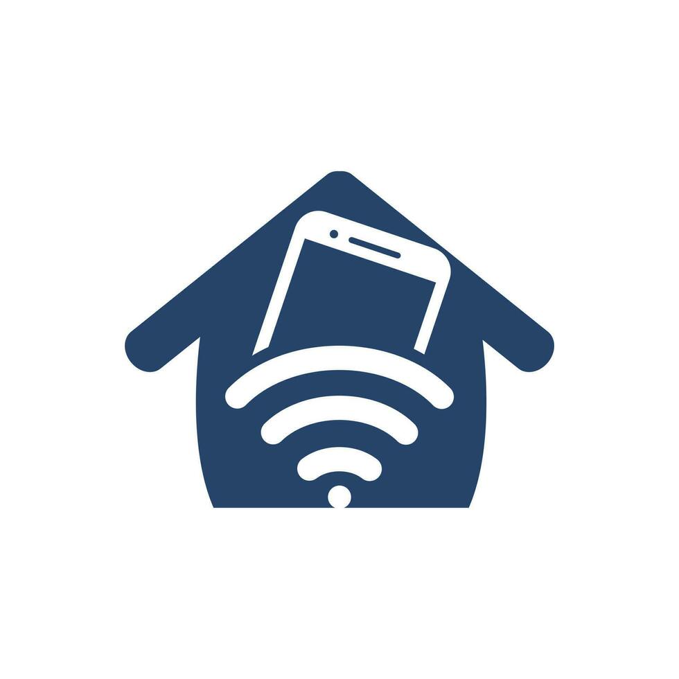 Home Wifi internet and mobile logo design. Mobile WiFi sharing symbol. Mobile Technology sign. vector