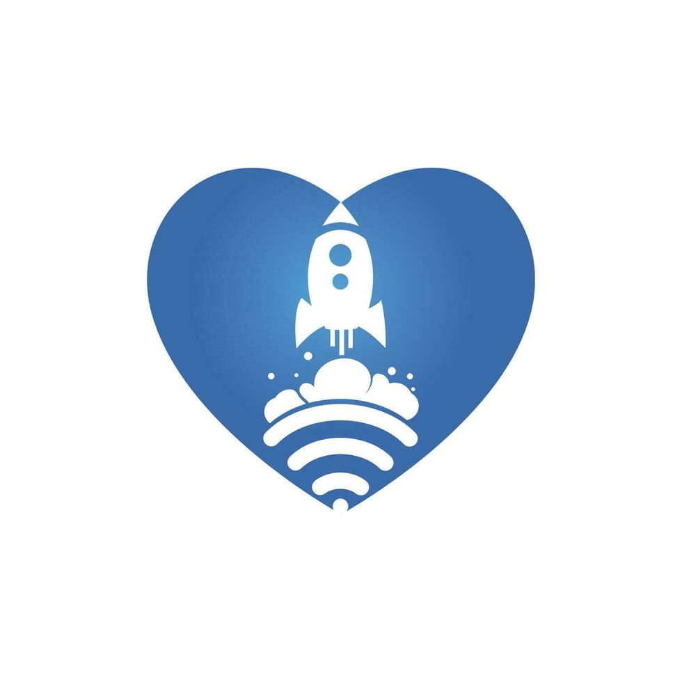 Wifi Rocket vector logo design. Wifi signal with rocket and heart icon design.