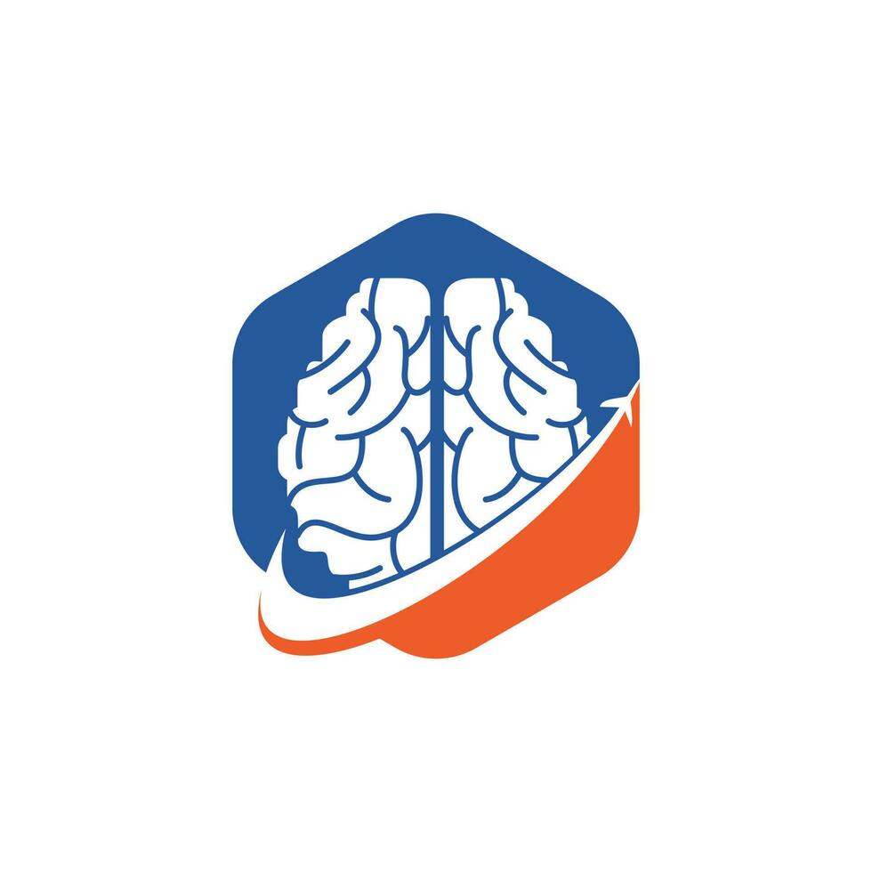 Smart travel vector logo design. Brain travel logo icon design.