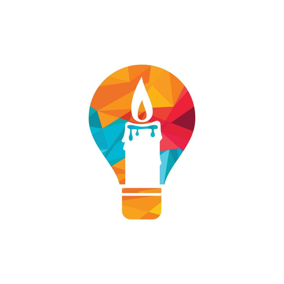 Candle bulb vector logo design. Candle lamp logo design template inside the light bulb.