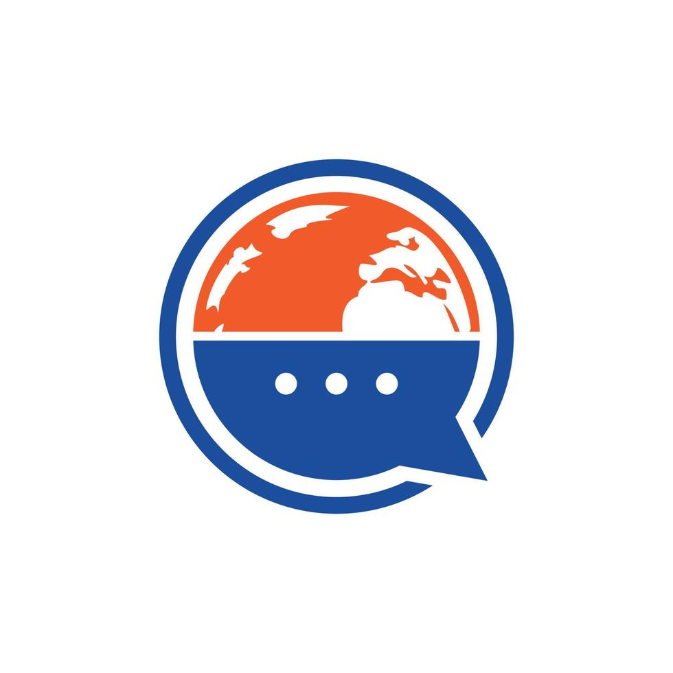 diseño de logotipo de vector de chat mundial. logotipo de globo con icono de charla de burbuja.