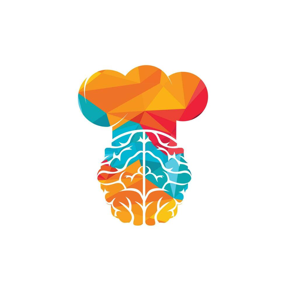 concepto de diseño de logotipo de vector de chef inteligente. icono de cerebro y sombrero de chef.