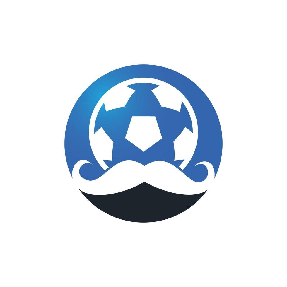 Strong soccer vector logo design. Moustache and soccer ball vector icon design.