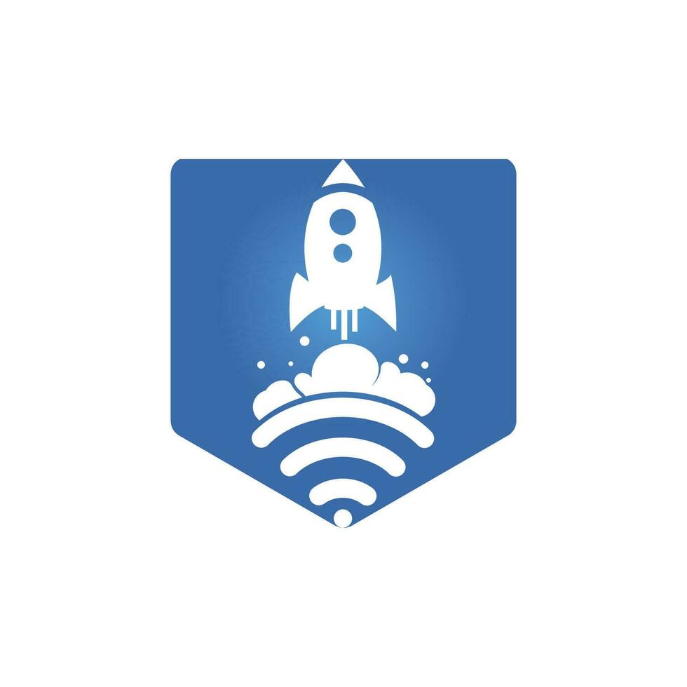 Wifi Rocket vector logo design. Wifi signal symbol and rocket design vector.