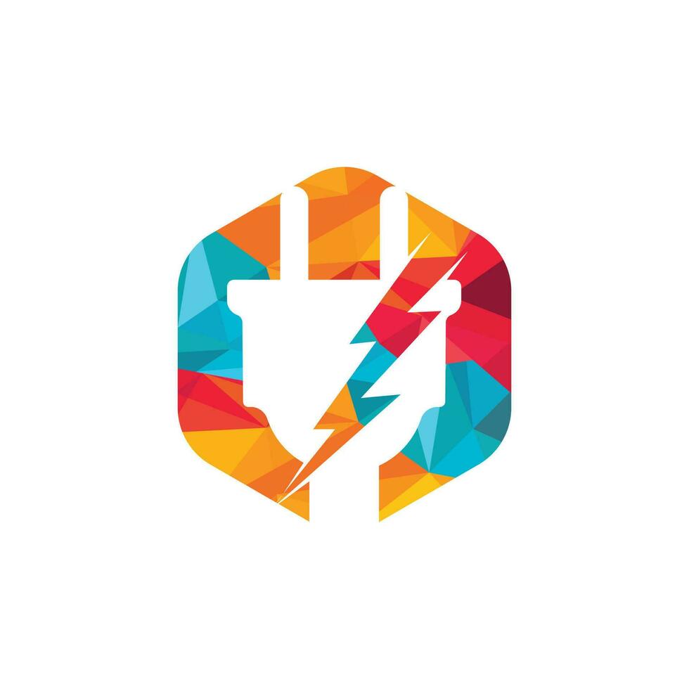 Electrical plug and thunderbolt vector logo design. Power energy symbol.