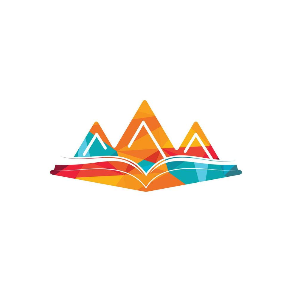 Mountain book vector logo design. Nature and bookstore symbol or icon.