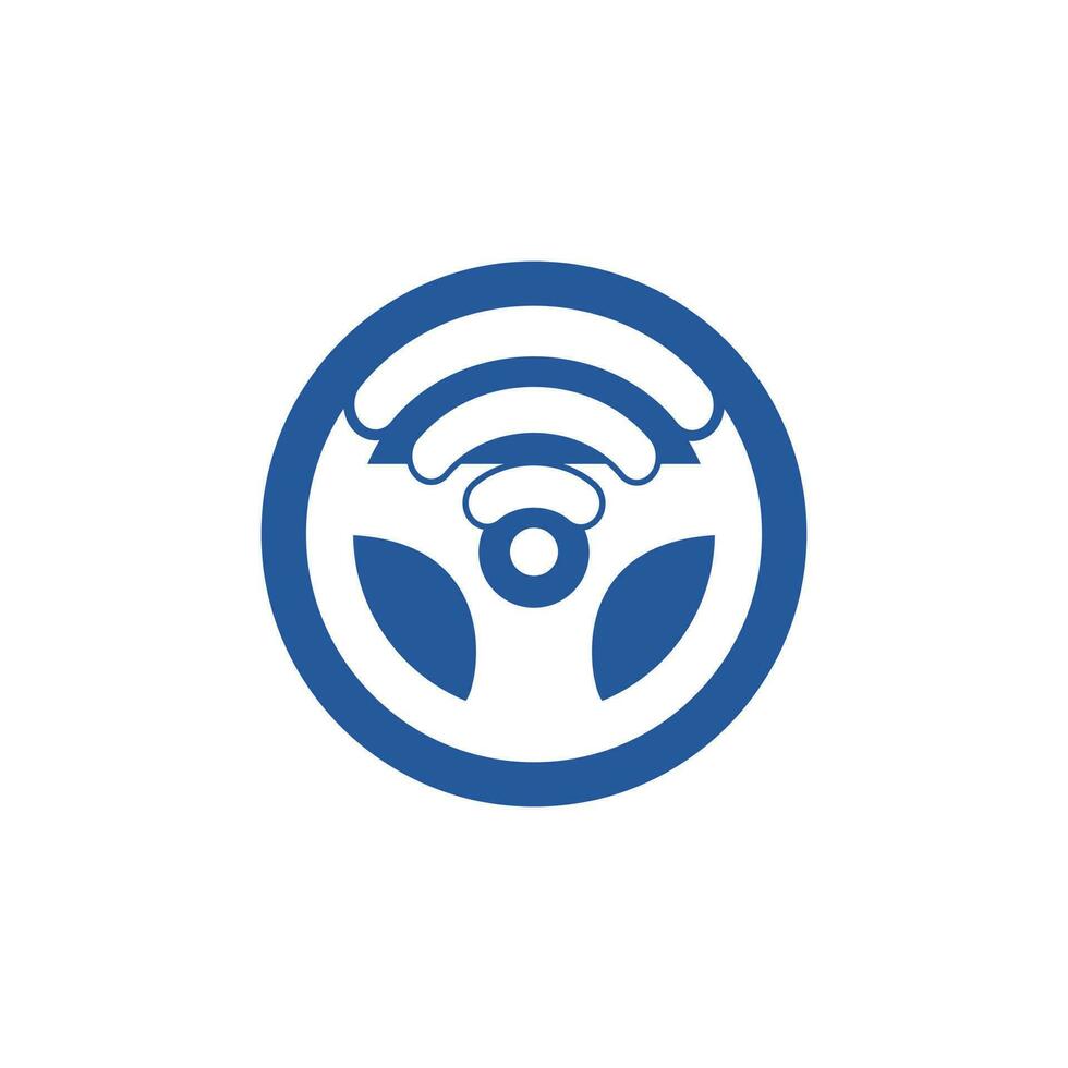 Steering wheel and Wi-Fi signal icon logo design. vector