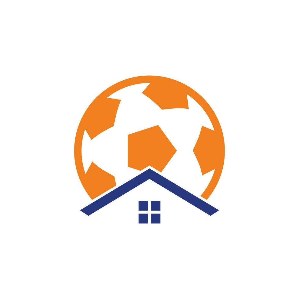 diseño de logotipo de vector de casa de fútbol. concepto de logotipo de lugar de fútbol.