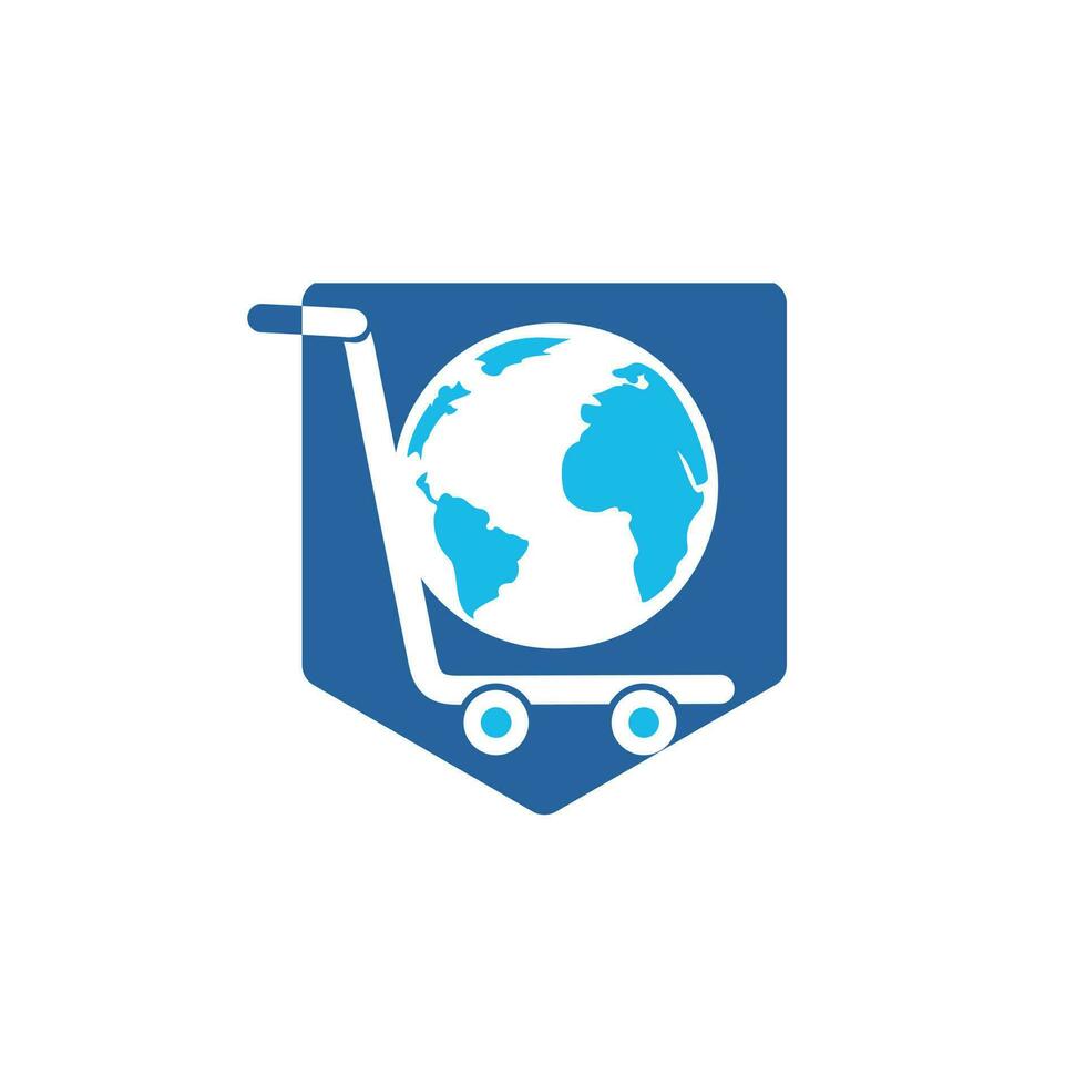 diseño del logotipo del vector del carrito de la compra del globo. concepto de diseño de logotipo de tienda en línea.